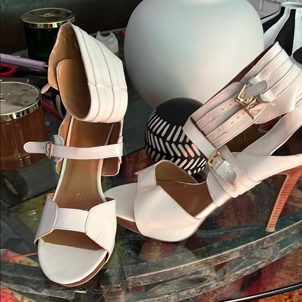 N.Y.L.A. White Strappy High Heels